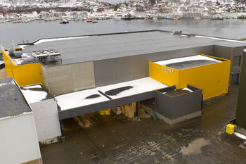 Bilde av Primex fabrikken fra luften på baksiden