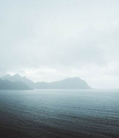 Picture of sea and mountains in haze